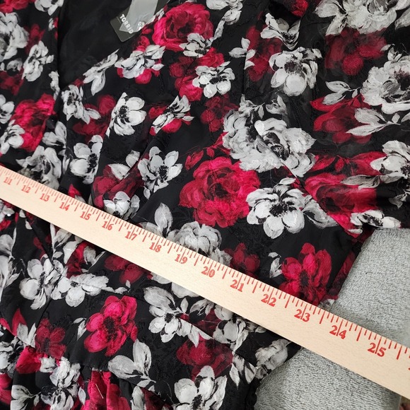 Torrid 3x Women's Peplum Chiffon Clip Floral Blouson Sleeve Top Whimsigoth - Picture 6 of 8